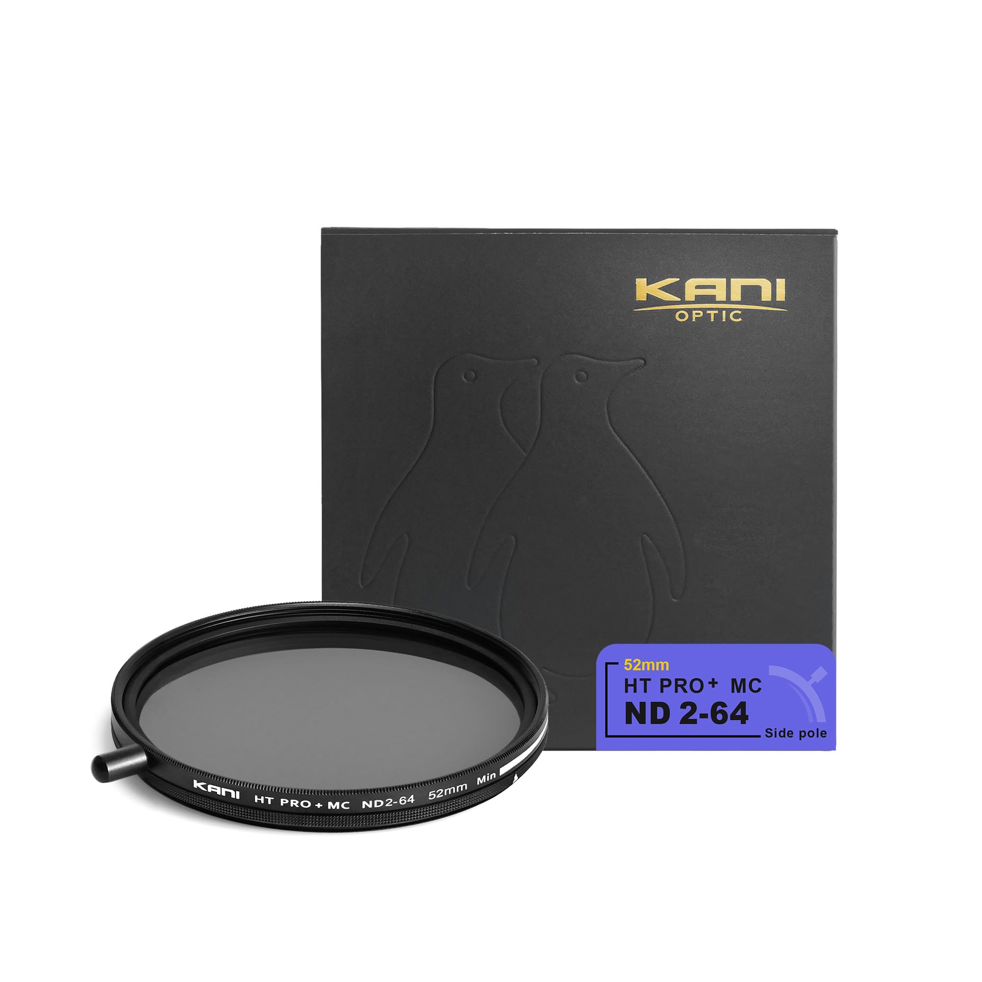 KANI 52mm 可変NDフィルター HT PRO+ MC ND2-64 減光効果最大6絞り分 着脱式調整用ノブ付 高濃度時X状ムラ抑制 低反射 撥水 撥油 防汚 ナノコーティング 809216