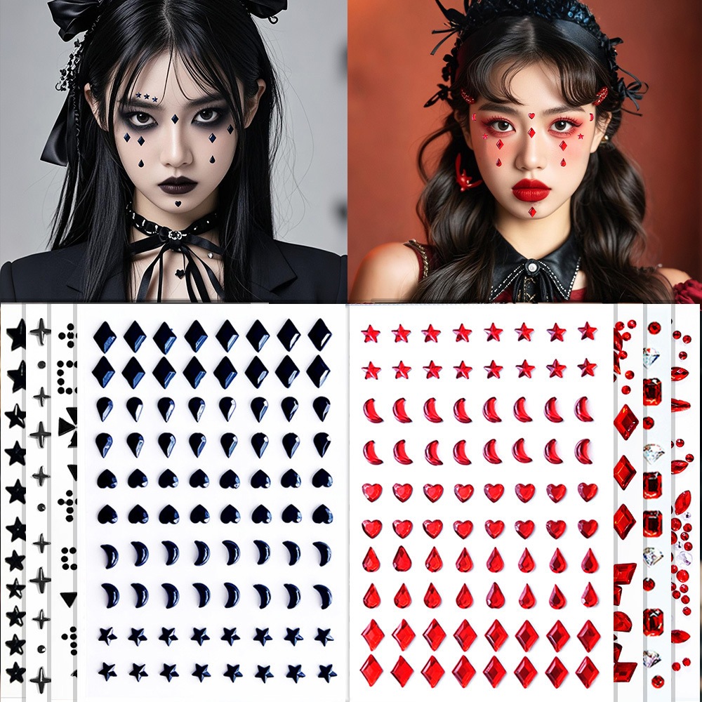 【1点ご購入 で10点プレゼントいたします】ハロウィンシール血痕メイクドリル顔貼りメイクシールドリルハロウィン赤い宝石氷砕いたドリル異形ドリル