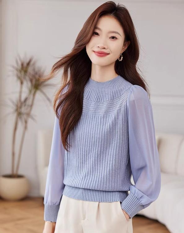 レディース トップス シャツ ブラウス トップ シンプル スリムフィット 韓国ファッション 長袖 秋 通勤 通気性 透け感 コーディネート アウトドア 大人スタイル