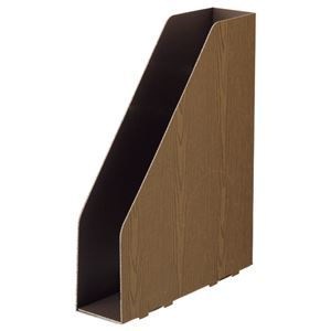 （まとめ） TANOSEE ボックスファイル（WOODY） A4スリムタテ 背幅65mm ブラウン 1パック（3冊） 10セット