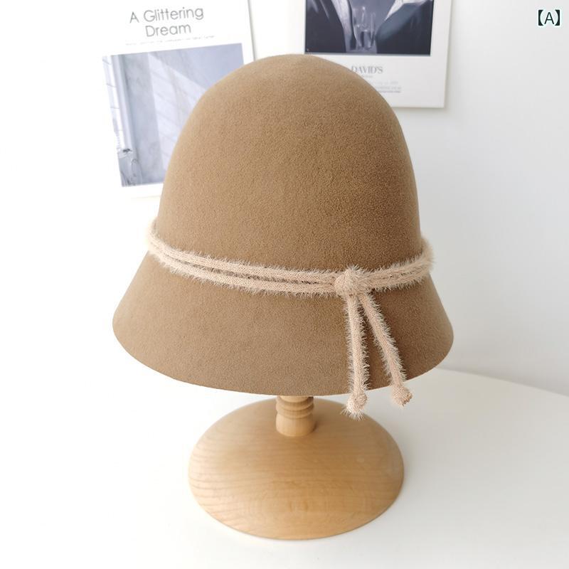 バケット ハット カジュアル おしゃれ 帽子 レディース オーストラリア ウール フィッシャーマン ハット 女性 秋冬 ストレート フェイス 表示 ファッション 古風
