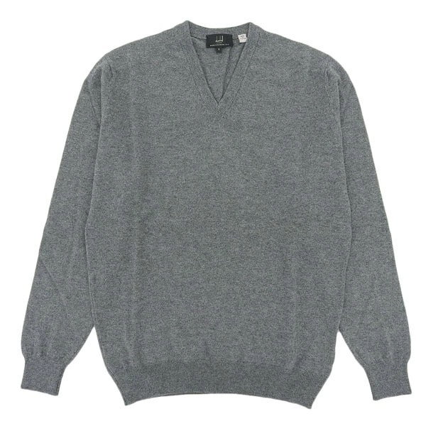 ダンヒル ニット セーター Vネック メンズ S/M/L/XLサイズ エンジニアード フィット メリノウール70% カシミヤ30% グレー dunhill ENGINEERED FIT X39010E