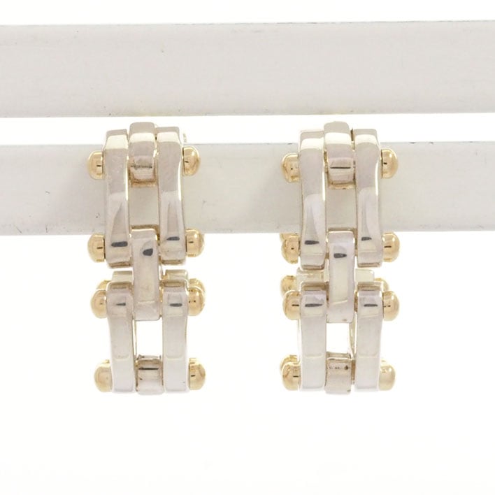 【美品】ティファニー ゲートリング コンビ スタッドタイプ シルバー925 K18YG 【ピアス】
