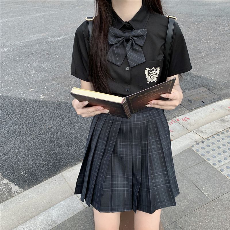 短袖+スカート+ネクタイ 3点 チェックスカート ミニスカート ハロウイン 仮装 コスプレ コスチューム 学生服 JK制服 セーラー服 女子制服 夏 ミニスカ プリーツスカート