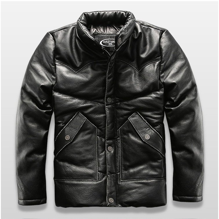 本革ジャケット ダウンジャケット バイク用 レザージャケット メンズ 革ジャン 牛革 バイクジャケッ