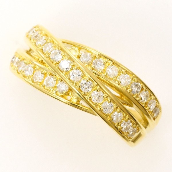 K18 18金 YG リング 指輪 11号 ダイヤ 0.50 カード鑑別書 ジュエリー 中古