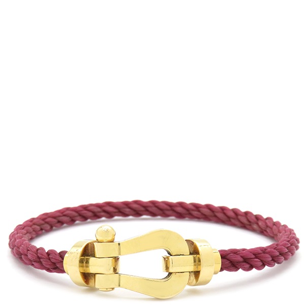 フレッド FRED ブレスレット フォース10 LM K18YG ステンレスケーブル GP レッドXイエローゴールド ＃17 赤 【中古】