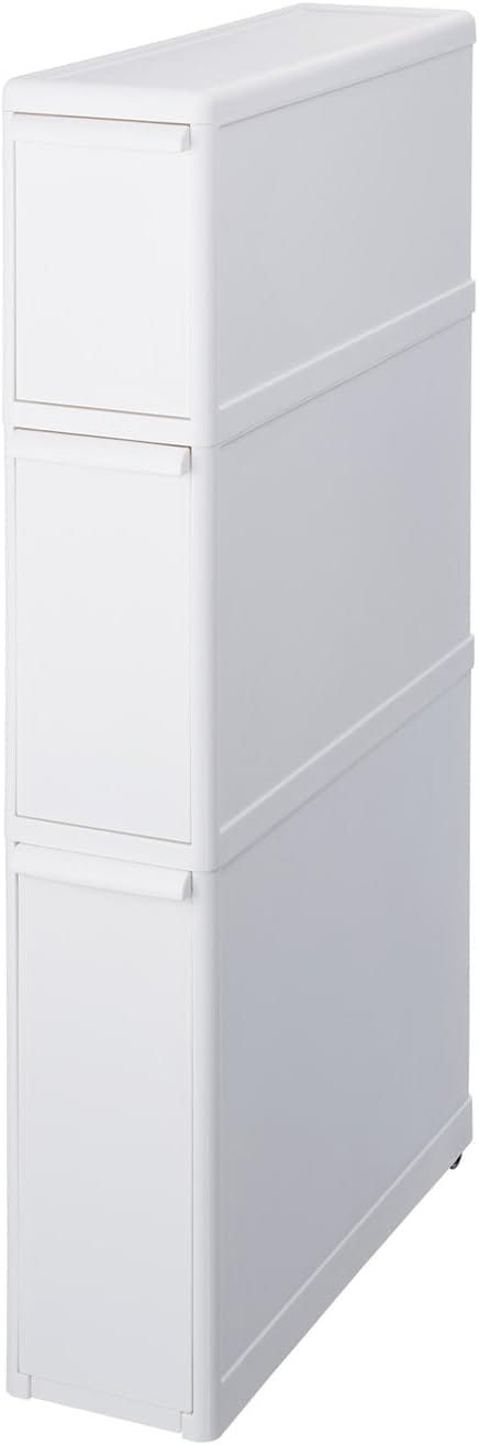 ライクイット like-it キッチン収納 すき間 引出し スーパースリム 3段 約幅14x奥46.5x高82cm オールホワイト 日本製 FTS-111L 14 デッドスペース収納 すき間を活用