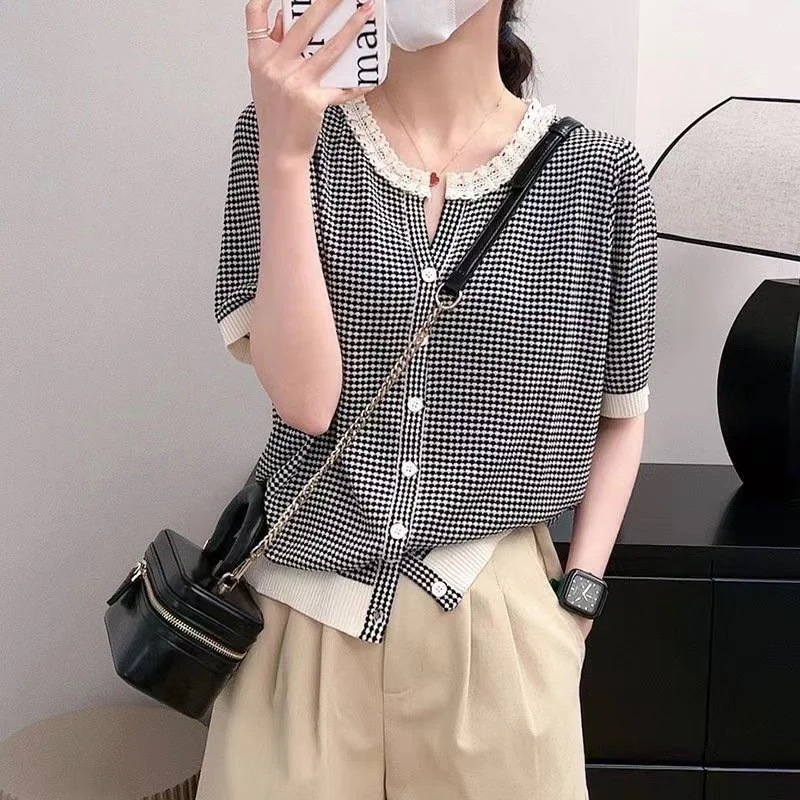 [本日限り激安SALE]薄手トップス 半袖 カーディガン レディース 新作韓国風ファッションサマーニットカーディガン 人気なリブニット 品質良い