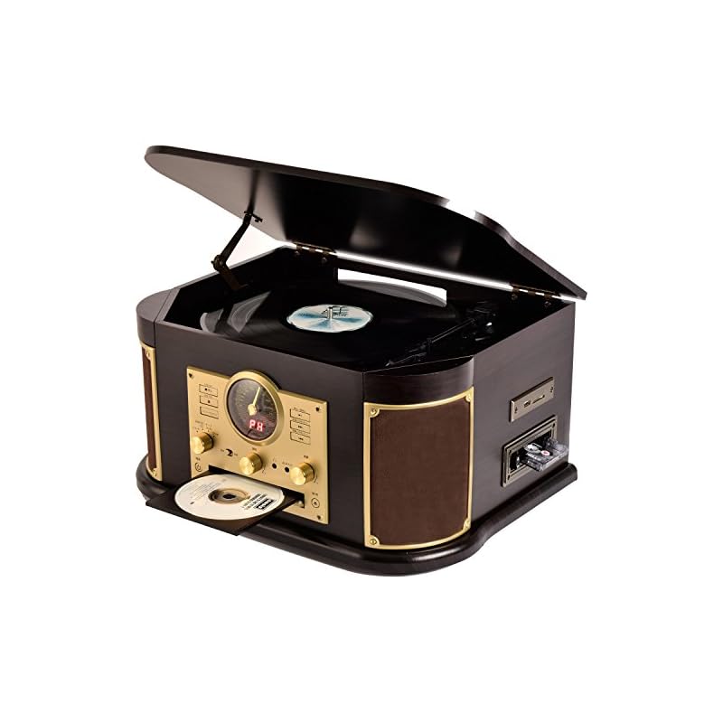 【即納】山善(YAMAZEN) キュリオム マルチレコードプレーヤー リモコン付き (CD/レコード/カセットテープ/AM FMラジオ/USB/SD) MRP-M100CR(DB) 13,315円