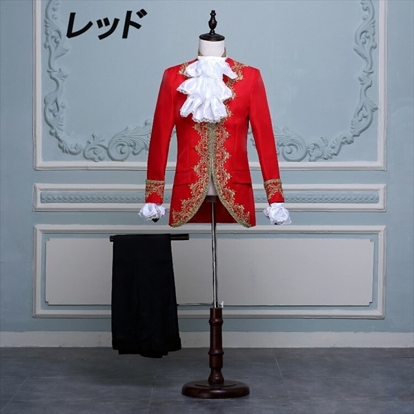 和服コスチュームコスチューム演出服 ステージ衣装 男性 メンズ 舞台 演劇 ホワイト ジャケット 王子様 舞台 スーツ カラオケ 中世 演奏会 レッド ブラック 大人 公爵 メンズ 司会者 ステー