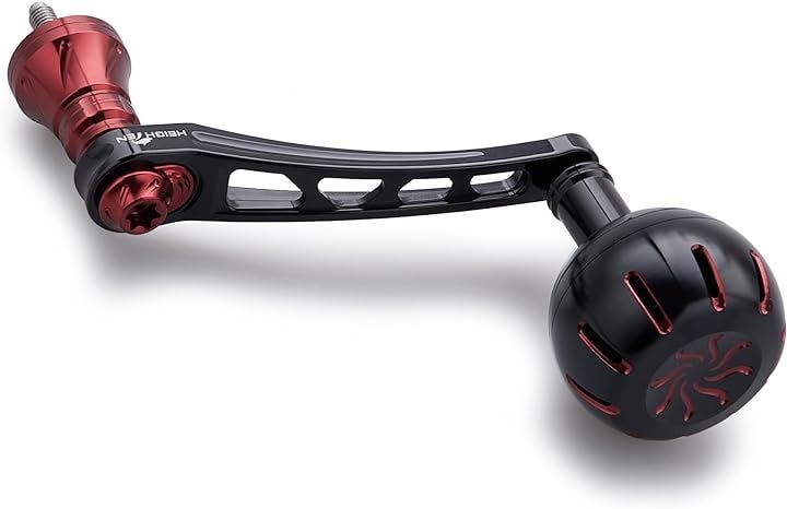 65-70mm可変 リール ハンドル 35/38mm ノブ搭載 シマノ ダイワ 通用 スピニングリール Chrysant Series 759(ブラック＆レッド)