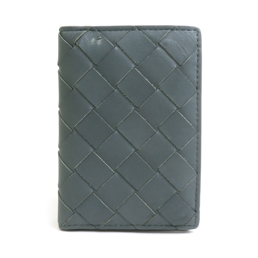 ボッテガヴェネタ BOTTEGAVENETA カードケース イントレチャート レザー グレー レディース h32046k