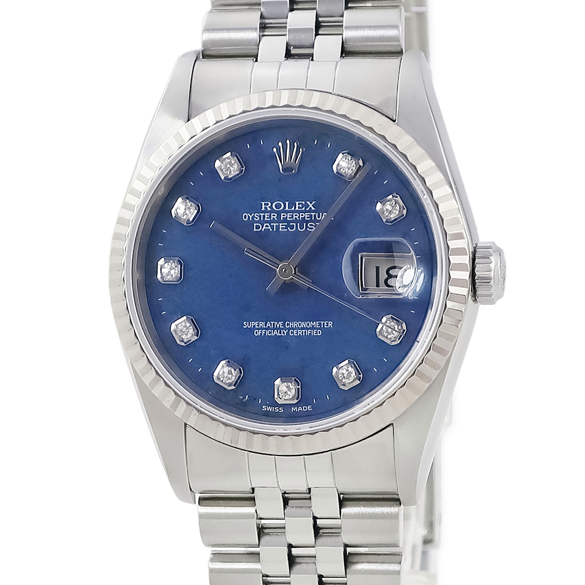 デイトジャスト 36 16234G 自動巻き メンズ OH済 A番 K18WG×SS コンビ ソーダライト 純正10Pダイヤ 3年保証