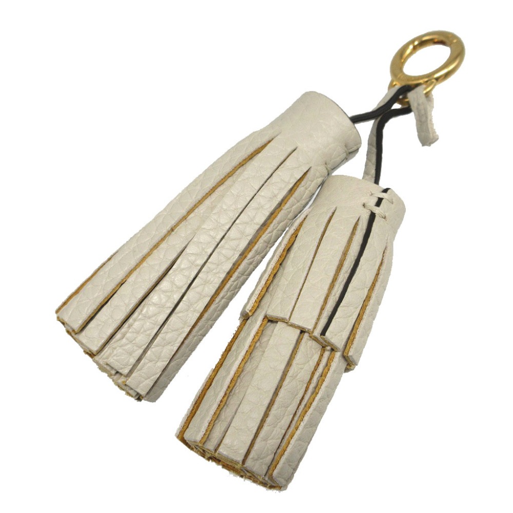 美品 バッグチャーム タッセル フリンジ RL6698 キーホルダー レザー/レザー グレー 0248【中古】 ユニセックス