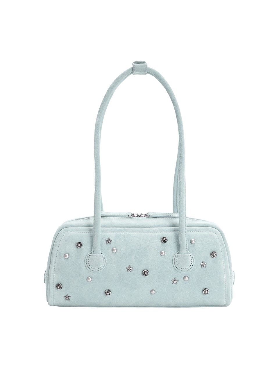 【MARGESHERWOOD】 [EXCLUSIVE] SOFT BAGUETTE BAG : TWO-TONE BLUE STUDDED SUEDE