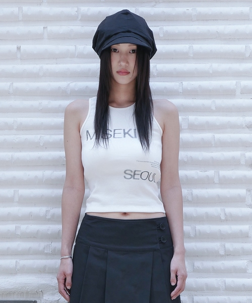 Logo crop sleeveless WHITE