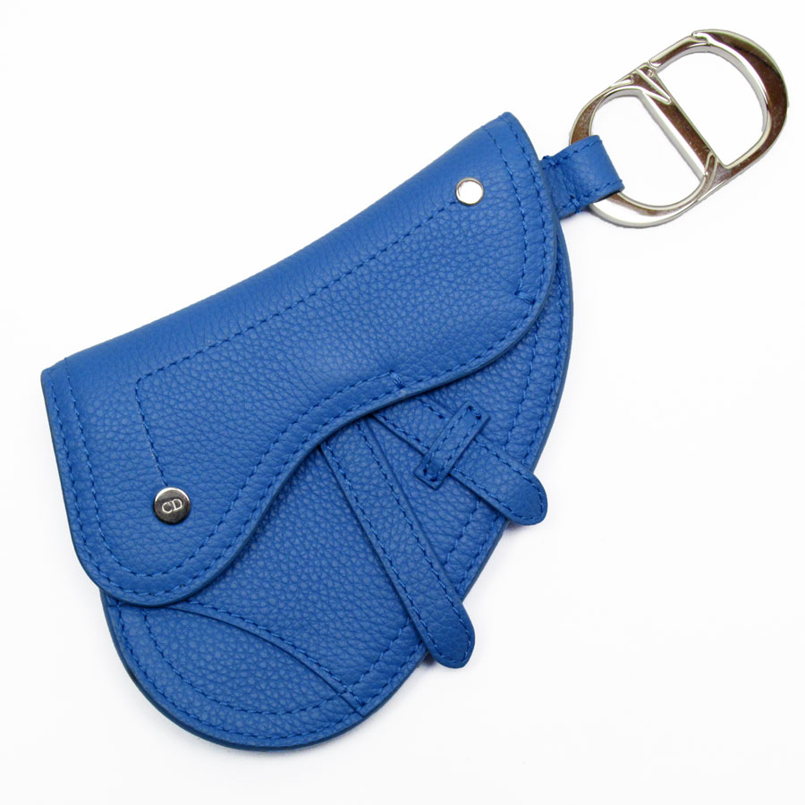 クリスチャンディオール Christian Dior ポーチ サドル レザー ブルー ユニセックス t19291i