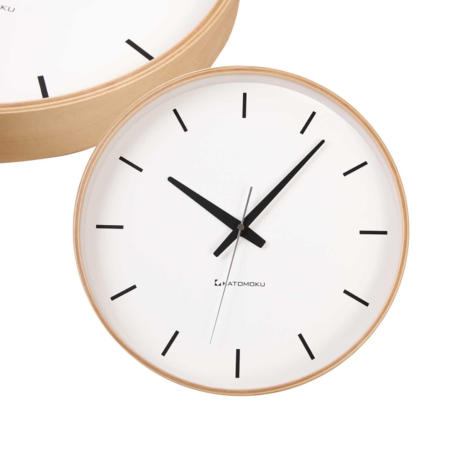 KATOMOKU plywood clock ナチュラル km-49NA 掛け時計 連続秒針 直径30.4cm (クオーツ時計)