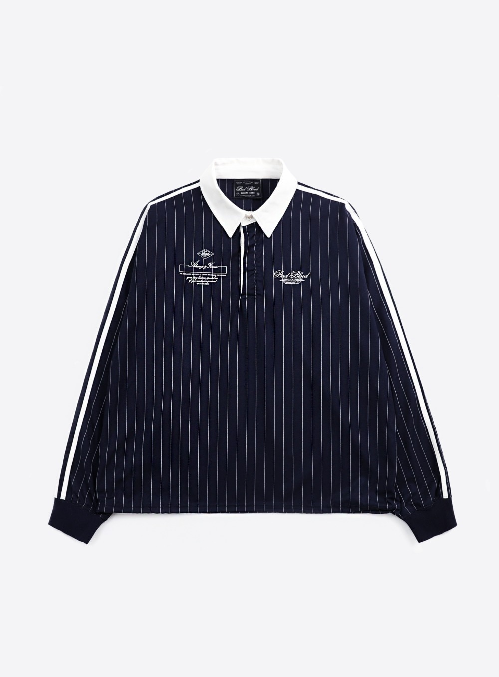 BADBLOOD ♥ Classic Logo Stripe Rugby Shirt /追跡付 Badblood Classic Logo Stripe Rugby Shirt - Navy – BBGSHOPHK