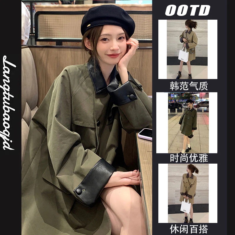 2024 秋の新作ハイエンドファッションストリートニッチ年齢を軽減する美しい西洋スタイルのミドル丈の小さなウインドブレーカージャケット女性用