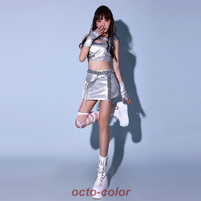 ダンス衣装 セットアップ 大人 レディース かっこいい ヘソ出し スカートヒップホップ ジャズ ステージ衣装 韓国 衣装 チアダンス 演出服 DSダンス