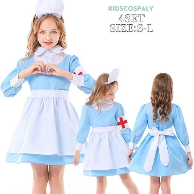 ハロウィン コスプレ キッズ ナース 看護婦 キッズ 仮装 子供 女の子 小さいサイズ 110 120 130 子ども 仮装 衣装 可愛い 子ども 子供服 女の子 お姫様 ガール キッズドレス 子ども