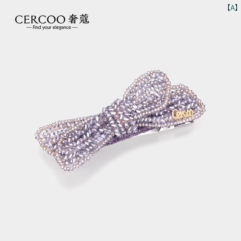 リボン クリップ ヘアピン バレッタ レディース フェミニン 上品 カジュアル 髪飾り おしゃれ ビーズ ガーリー 女の子 プレゼント