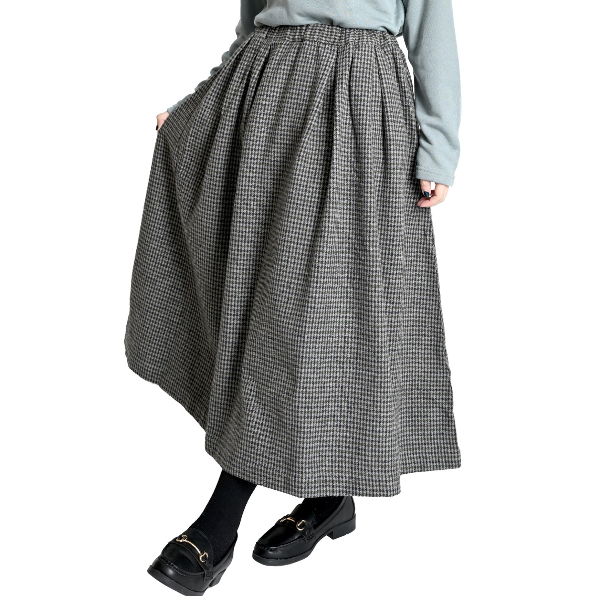 フレアスカート レディース チェック柄 ロングスカート 秋冬の雰囲気をまとってチェック柄スカート 柄物 ボトムス スカート ロング Aライン 秋 冬 秋冬 体型カバー ゆったり ウエストゴム カジュ