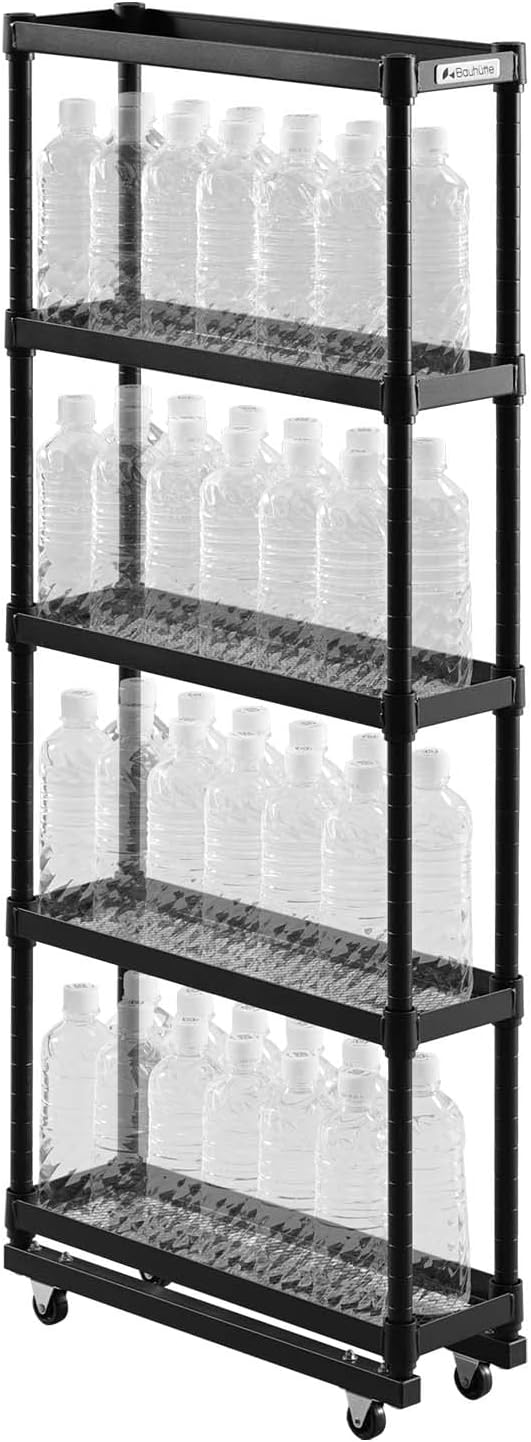 Bauhutte 超薄瓶架 黑色 宽15×深46×高112cm BHS-150-BK