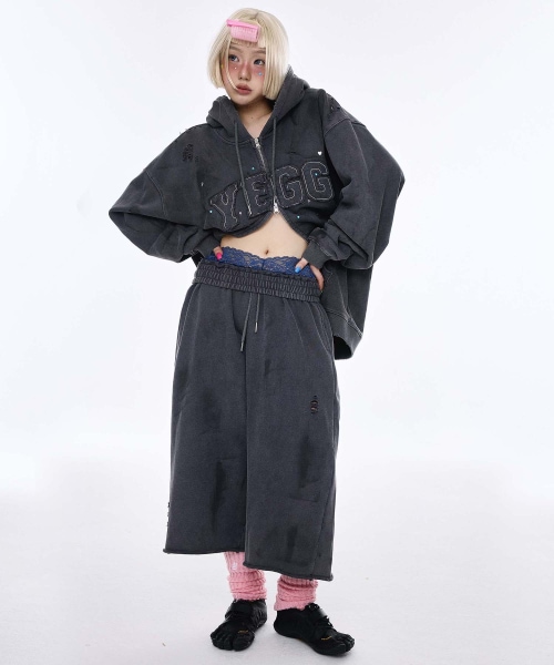 【YEGG】 Destroyed Pants Charcoal 正規品
