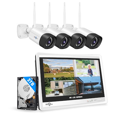 他サイト： 【双方向の音声・3TB HDD内蔵 】防犯カメラ ワイヤレスHiseeu 12インチLCD液晶モニタ一体型NVR 1920P 500万画素ワイヤレスカメラ4台セット 10チャンネルまで増設可 遠隔監視の商品画像