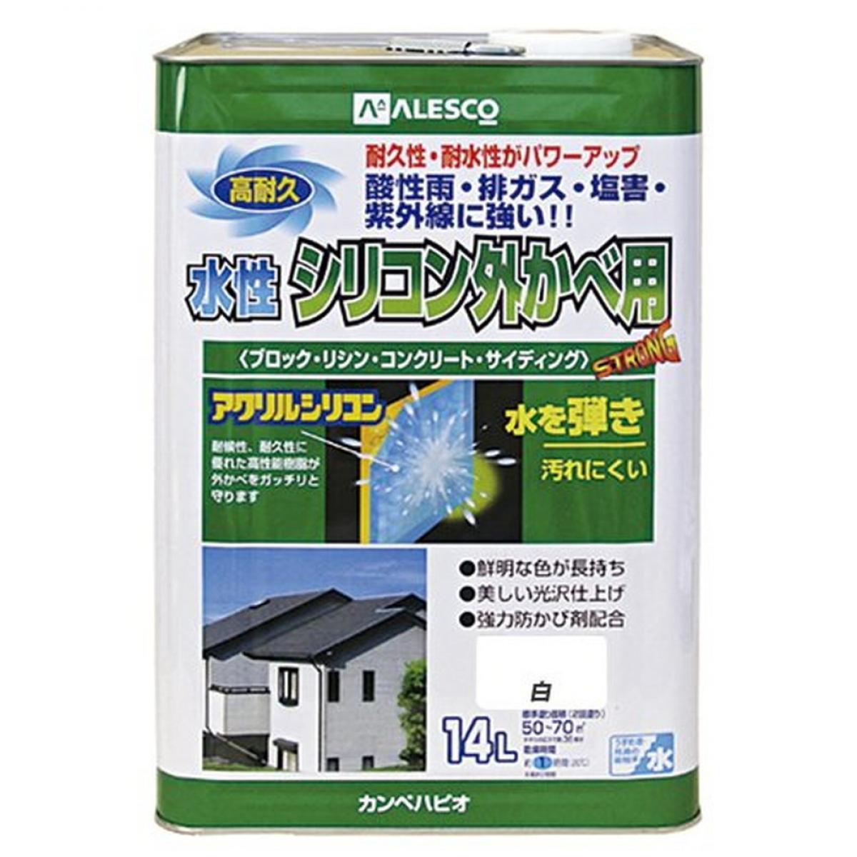 【在庫有・即納】 カンペハピオ 水性シリコン外かべ用 白 14L 外壁 屋外 塗料 塗装 アクリルシリコン 防カビ