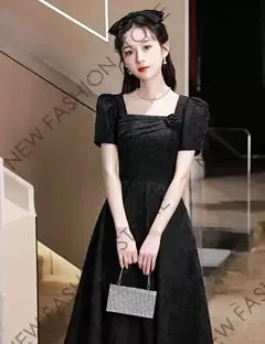 フレンチ高級感のある敬酒服小柄ブラックの新作ワンピース-30 7,198円