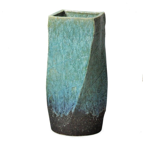 緑窯変ひねり傘立 (信楽焼陶器傘立梅雨玄関H)