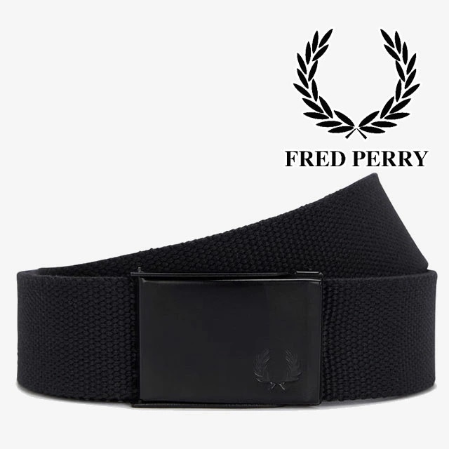 フレッドペリー ウェビング ブランデッドベルト メンズ カジュアル 布ベルト アパレル ガチャベルト BT8406 102 ブラック 黒 ウェブベルト 小物 ローレルリース