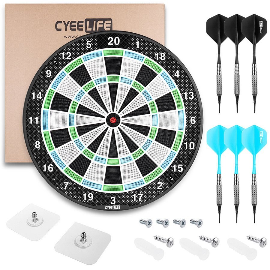 ソフトダーツボード 18in Dartboard+6本のダーツ(15g)+6本無傷フック+26個 ブ