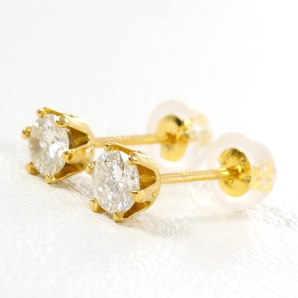 K18 18金 YG イエローゴールド ピアス ダイヤ 計0.40 ジュエリー 中古