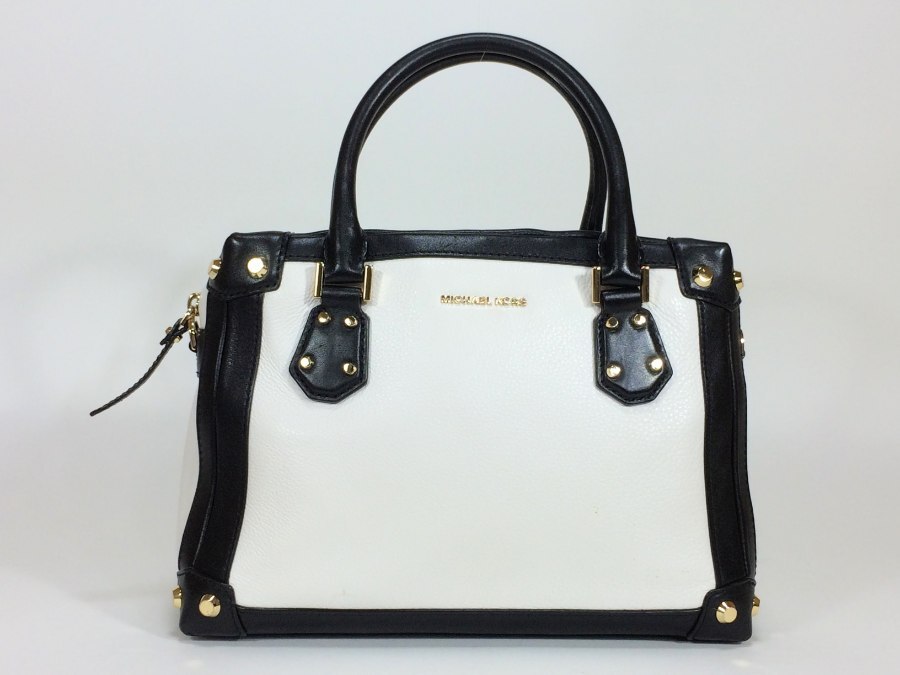 ハンドバッグ レザー ホワイトブラック 【中古品】