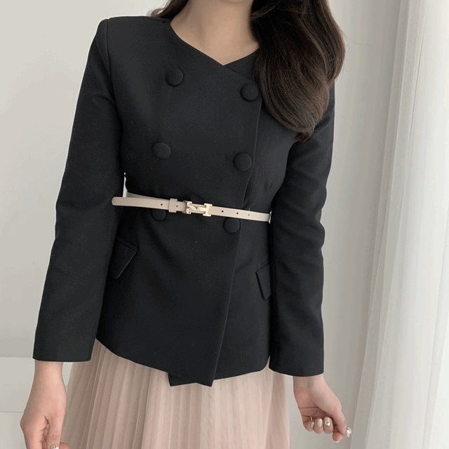 メリング ノーカラー ピンタック シャ コーデ ジャケット レース [2color]