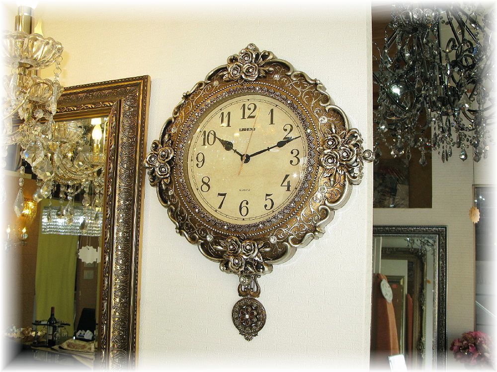 送料無料！超激安販売新品アンティーク調薔薇モチーフ壁掛け振り子時計アンティーク/げきやす時計/壁掛け/アンティーク/激安/おしゃれ/げきやす/