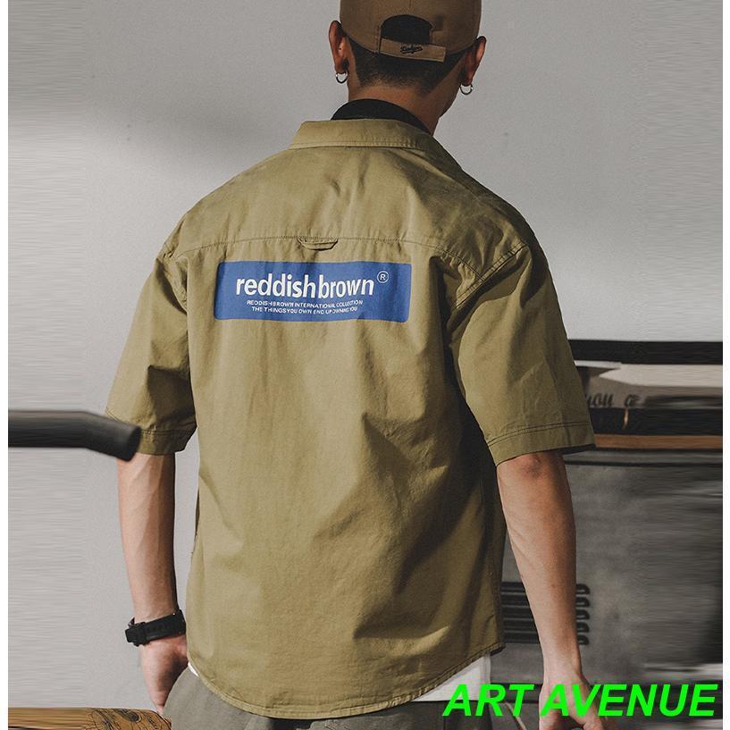 期間限定 アメカジ ワークシャツ 白シャツ メンズ 半袖 無地 ポケット付き ストリート バックプリント コットン おしゃれ 夏