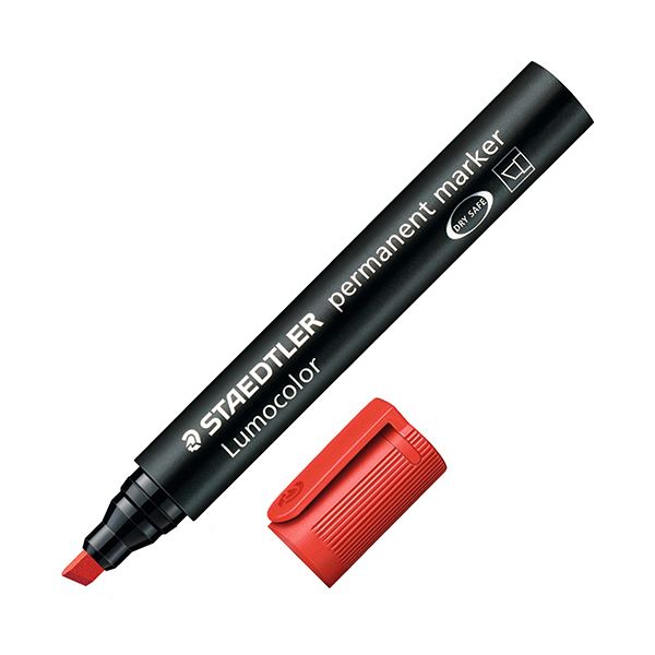 （まとめ） ステッドラー 油性マーカー ルモカラー太書き斧型 B（2.0~5.0mm） レッド 350-2 1セット（10本） (×3セット)