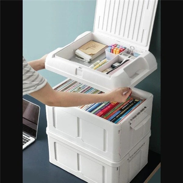 高級な質感収納ボックス衣ケース収納ケースフタ付きプラスチック折りたたみ大容量スタッキングボックスふた付き蓋付き折り畳み移動可能輪付き