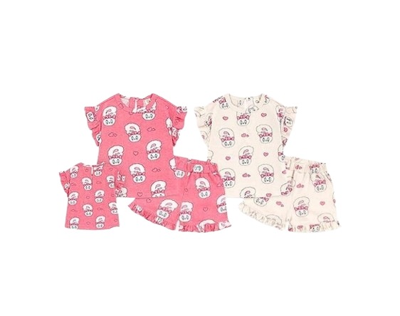 [韓国キッズファッション] ミルクマイル エスダーバニー 幼児用 子供 ラブリー フリル 半袖 上下セット