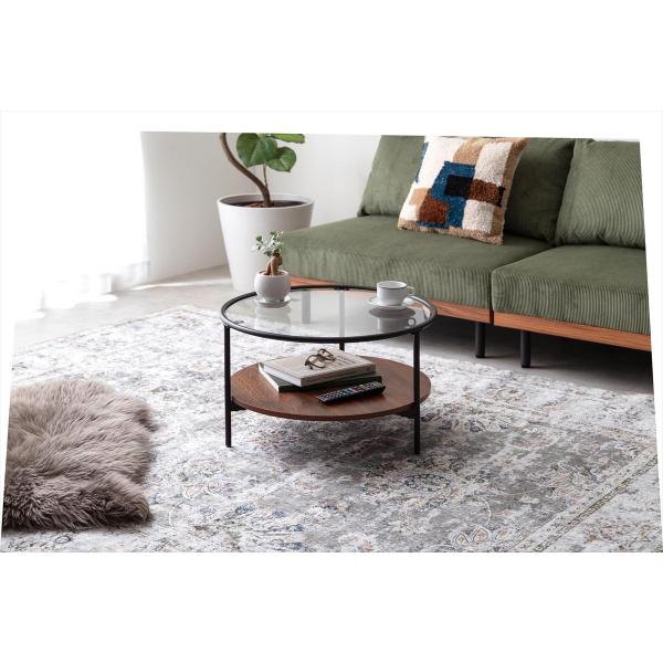 ローテーブル 円形 丸型 おしゃれ 棚 木製 ガラス センターテーブル リビングテーブル ガラステーブル ショーケース テーブル 14,291円