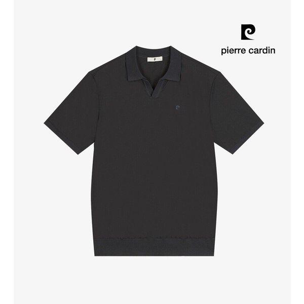 ウーブン生地ニット襟メンズ半袖TシャツOKT257_ept