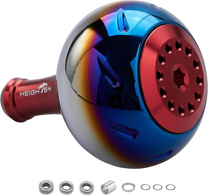 45mm パワー リール ハンドル ノブ 4色 シマノ Shimano Bタイプ ダイワ Daiwa Lサイズ 通用 Aurora Series 725(レッド)