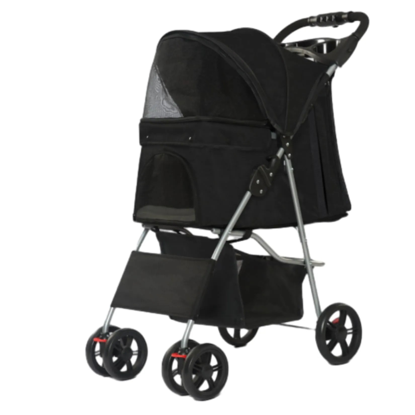 ペットカート ハイシート設計 ワンタッチ折りたたみ式 前輪360回転 ブレーキ付き 衝撃吸収 キャリーバッグ 耐荷重15KG以内 組み立て簡単 コンパクト 中小型 猫犬兼用 軽量 通気 散歩 買い物