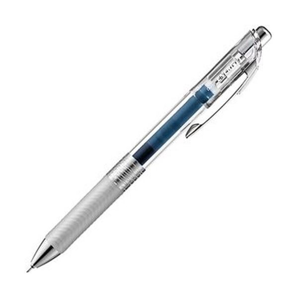 （まとめ）ぺんてる ゲルインクボールペン ノック式エナージェル インフリー 0.5mm ブルー ブラック（軸色：クリア）BLN75TL-CA 1セット（10本）(×10セット)